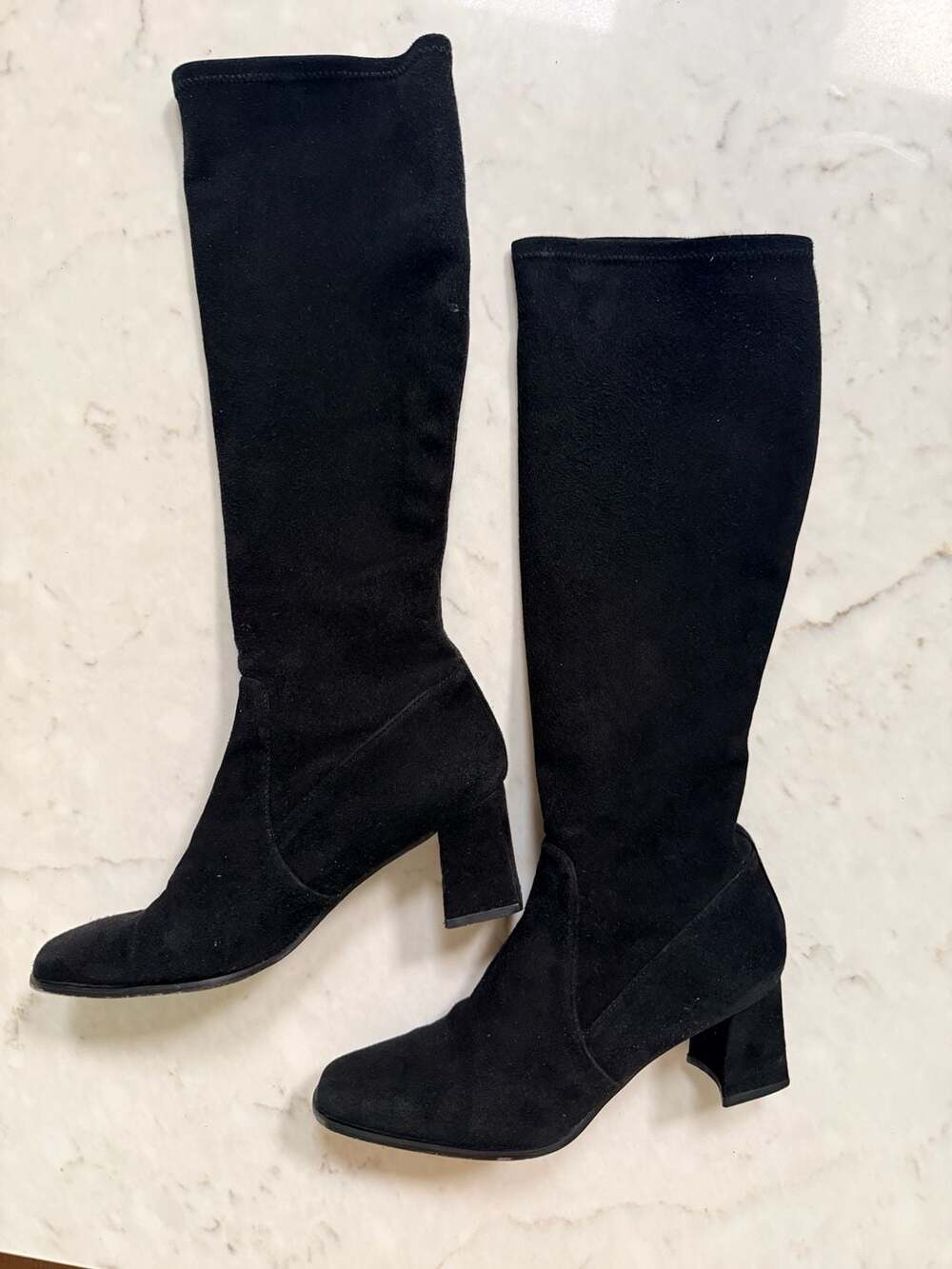 Stuart Weitzman Chicboot Stretch Black Suede Knee High Boots Size 6.5